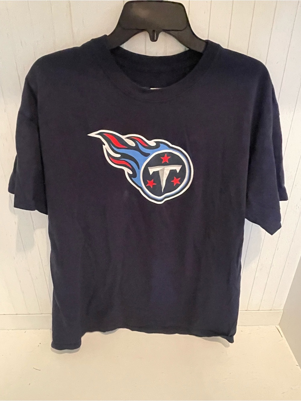 Tennessee Titans Flame Logo T-Shirt Men’s Medium Navy Blue NFL